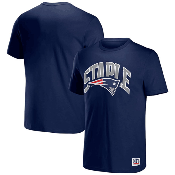 Men's New England Patriots x Staple Navy Logo Lockup T-Shirt